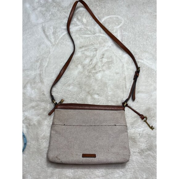 Fossil Crossbody Purse Canvas Leather Bag - Picture 4 of 10